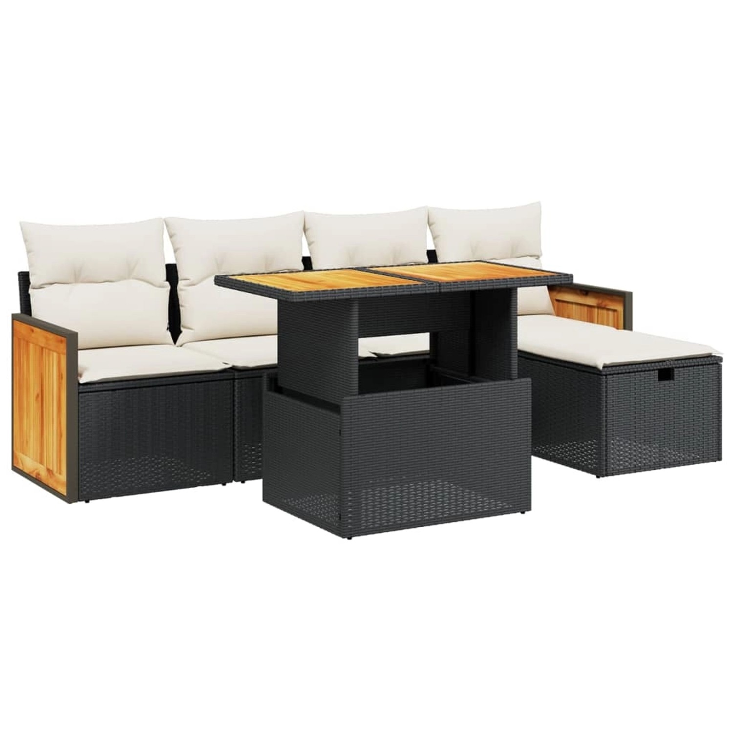vidaXL 6-Tlg Garten-Sofagarnitur mit Kissen Schwarz Poly Rattan 3276241 günstig online kaufen