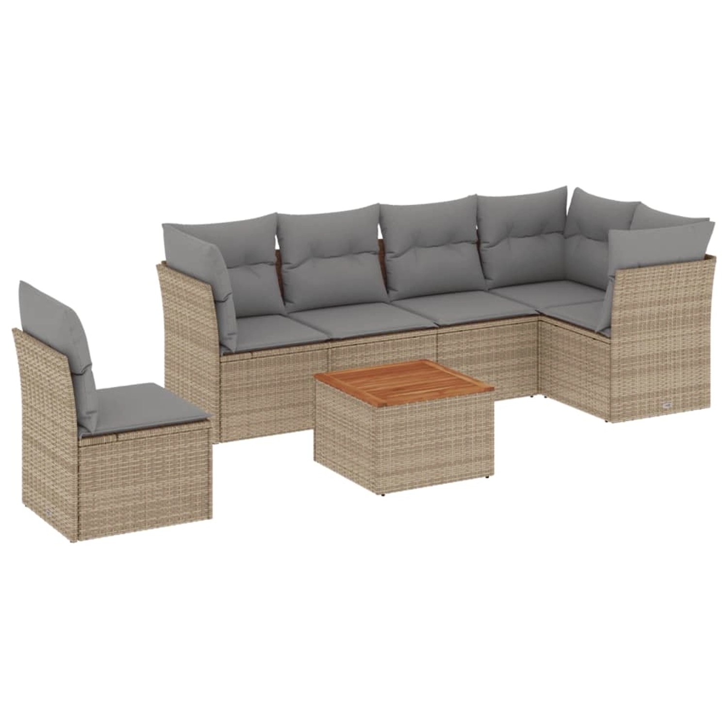vidaXL 7-Tlg Garten-Sofagarnitur mit Kissen Beige Poly Rattan 3255996 günstig online kaufen