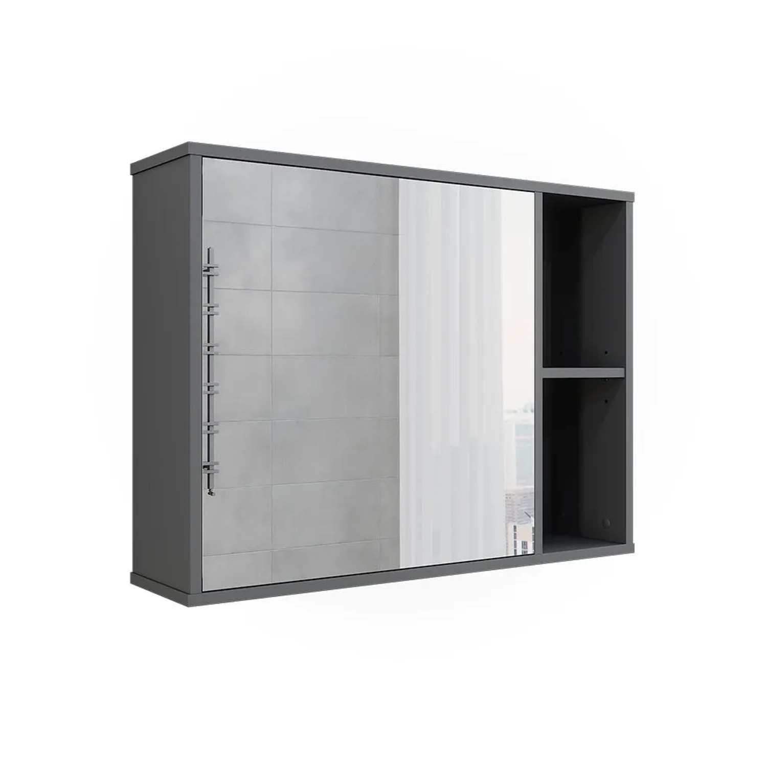 Vicco Badspiegelschrank Leano Anthrazit Bergeiche 80 x 60