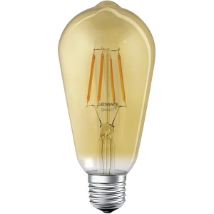 Ledvance Smart+ Filament Edison E27, 6W, Gold: Smarte LED Lampe mit warmweißem Licht.