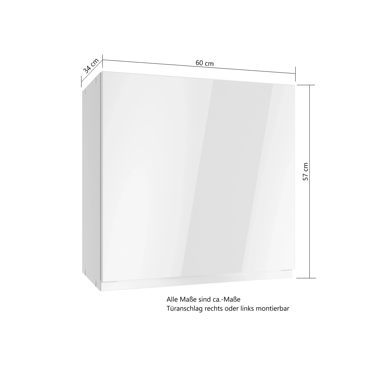 Weißer Held Küchen Hängeschrank Gera, 60 cm breit, modernes Design.