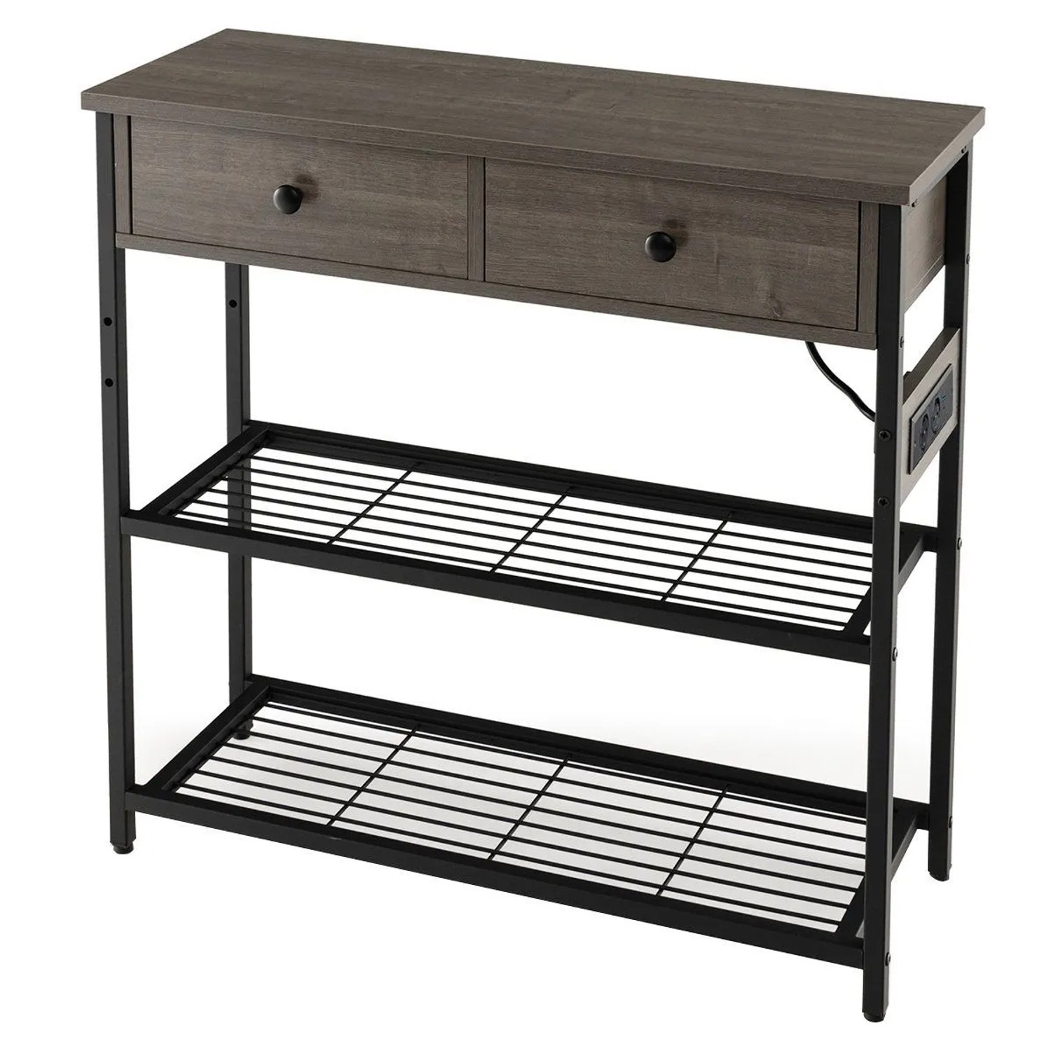 Costway Konsolentisch mit Ladestation Beistelltisch Vintage Grau günstig online kaufen