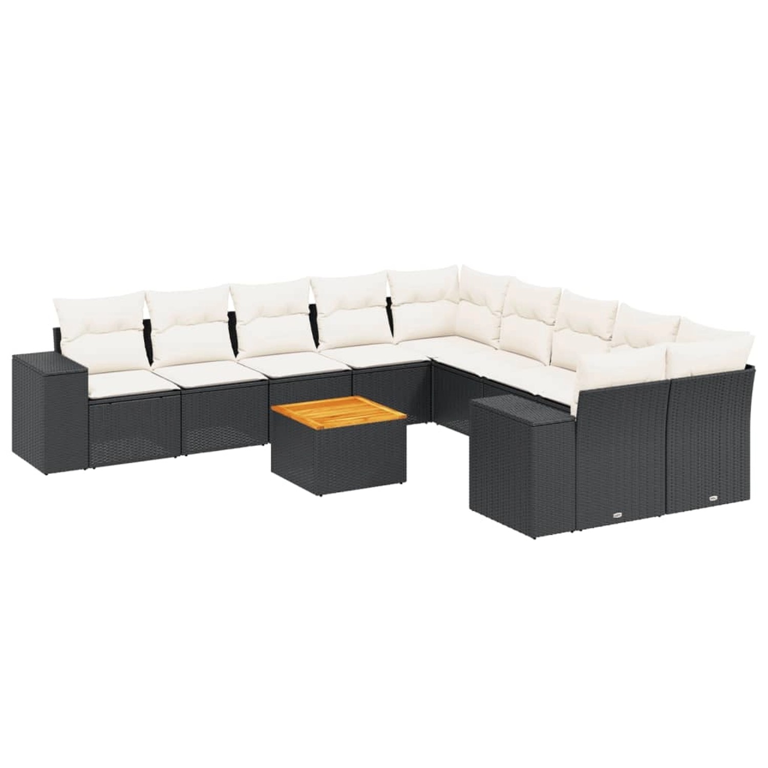 vidaXL 11-Tlg Garten-Sofagarnitur mit Kissen Schwarz Poly Rattan 3257967 günstig online kaufen