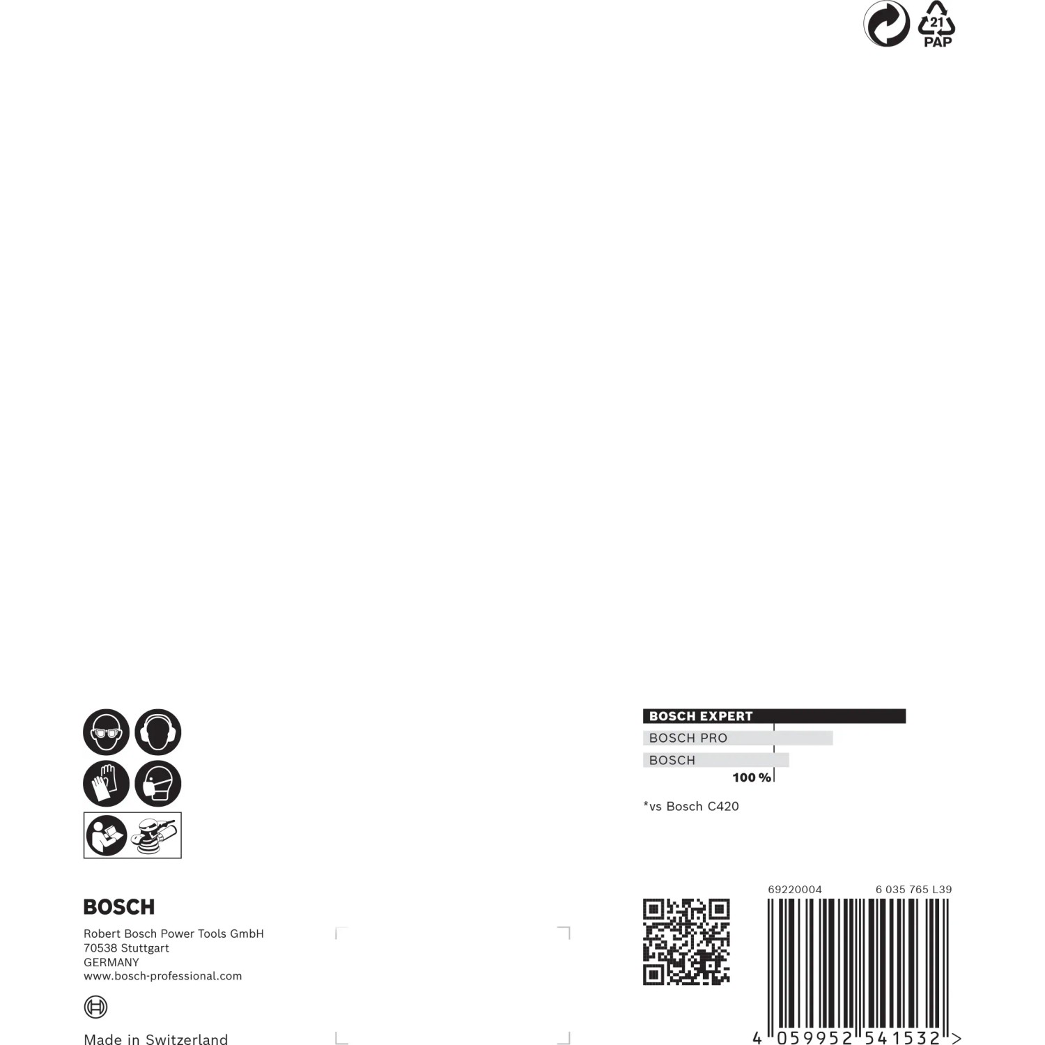 Verpackung Bosch Expert Schleifblatt C470, Ø 150 mm, K80, 5 Stück, Zubehör für Exzenterschleifer.