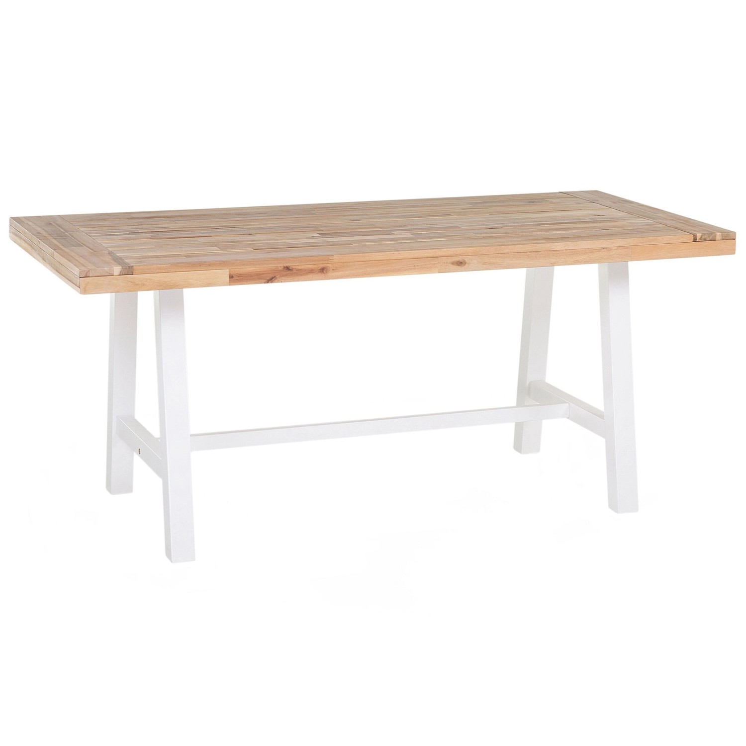 Beliani Gartentisch SCANIA Heller Holzfarbton Weiss 170x80x74 günstig online kaufen
