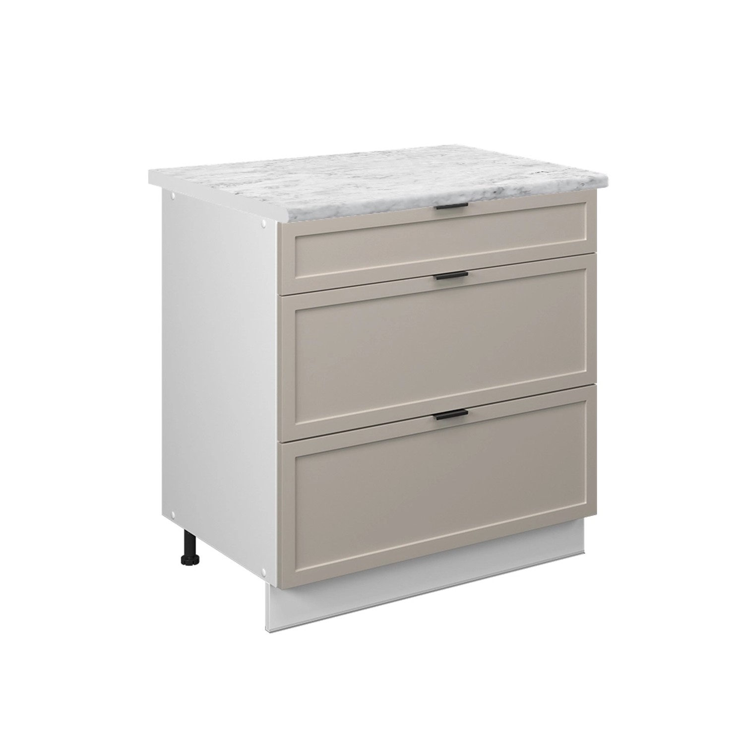 Vicco Küchenunterschrank Fame-Line GrauBeige 80 cm mit 3 Schubladen AP Marm günstig online kaufen