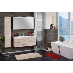 Fackelmann Spiegelschrank B.Clever Alaska Esche 120 cm mit Softclose Türen im Badezimmer.