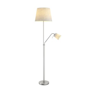 Lindby Stehlampe Nantwin 9624714 Modern in Alu aus Textil 1-flammig E27 Wohnzimmerleuchte