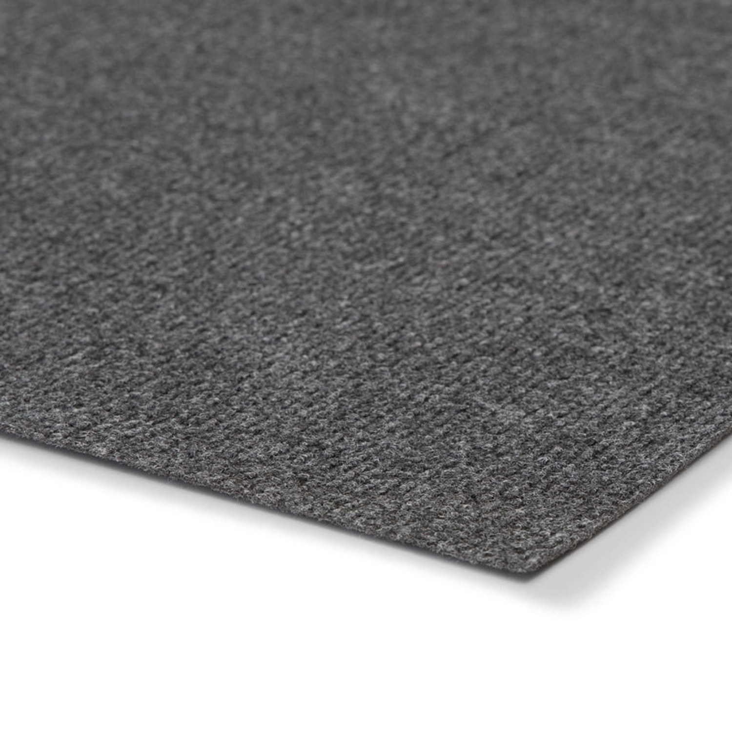 Dunkelgrauer KARAT Messeteppich Sintra, gerippte Oberfläche, auf Maß zuschneidbar.