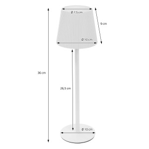 Weiße, dimmbare ML-Design LED Tischlampe Kabellos mit Touch, Ø10x36 cm.