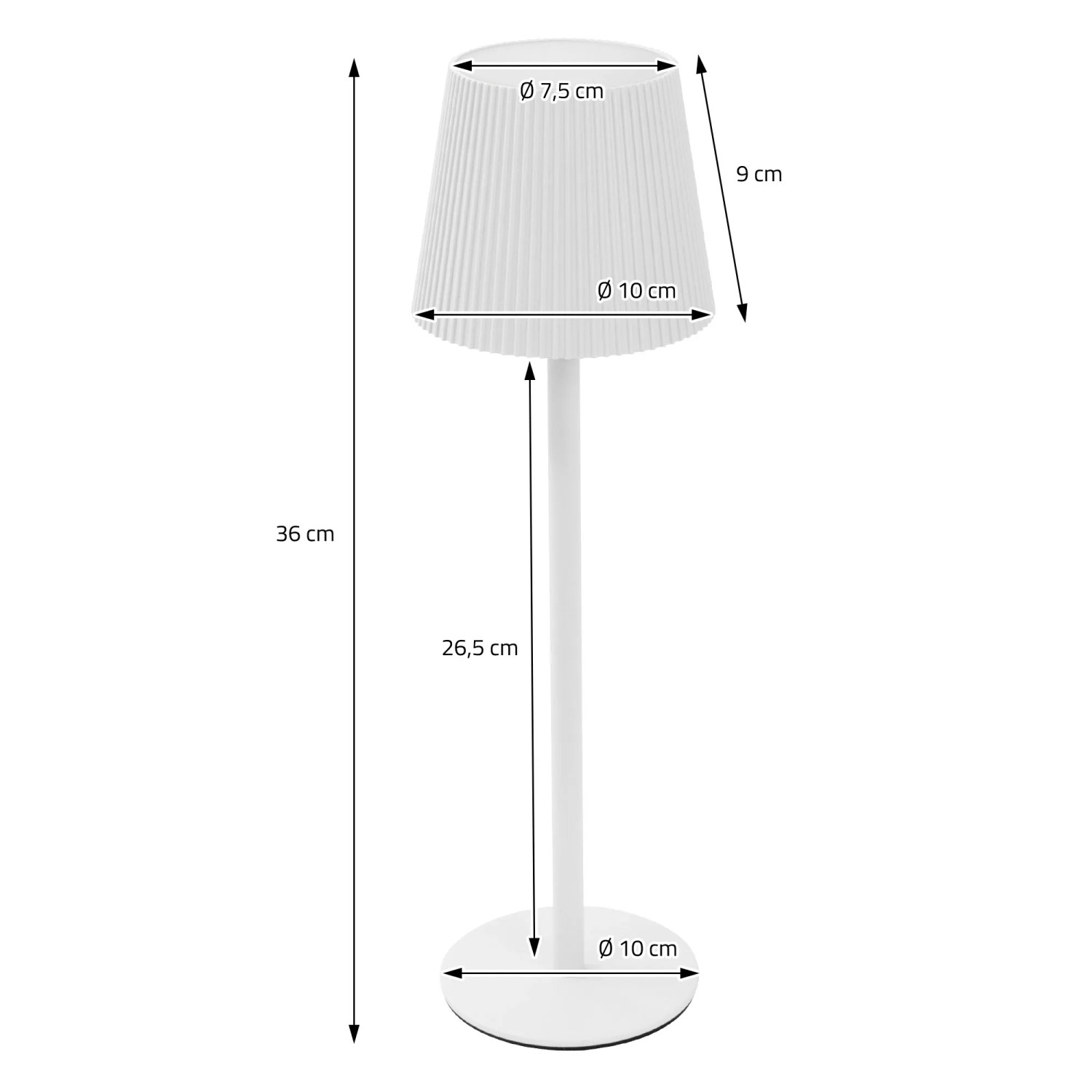 Weiße, dimmbare ML-Design LED Tischlampe Kabellos mit Touch, Ø10x36 cm.