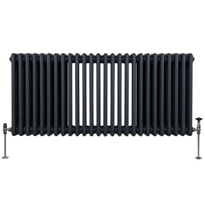 Anthrazitgrauer 3-Säulen Heizkörper, 600x1192 mm, traditionelles Design für wohlige Wärme.