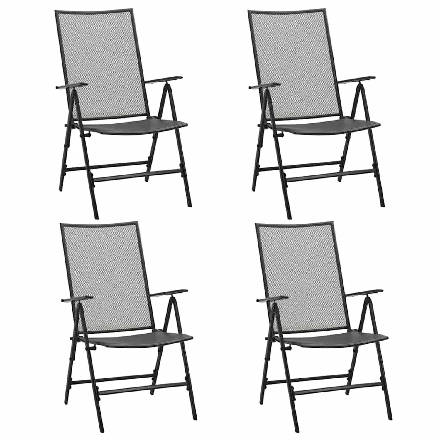 vidaXL Klappstühle 4 Stk Mesh Stahl Anthrazit 310153