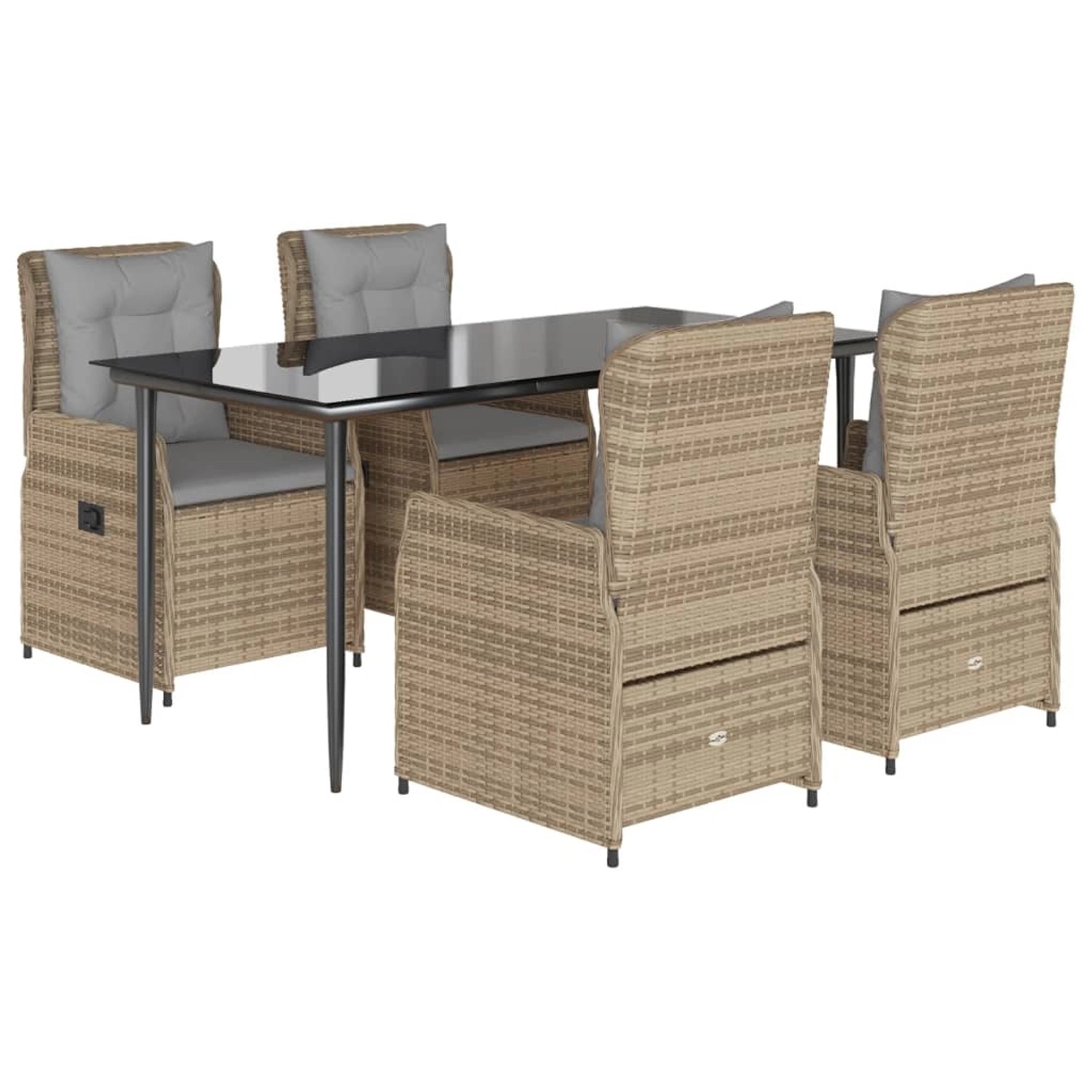 vidaXL 5-Tlg Garten-Essgruppe mit Kissen Beige Poly Rattan 3262871