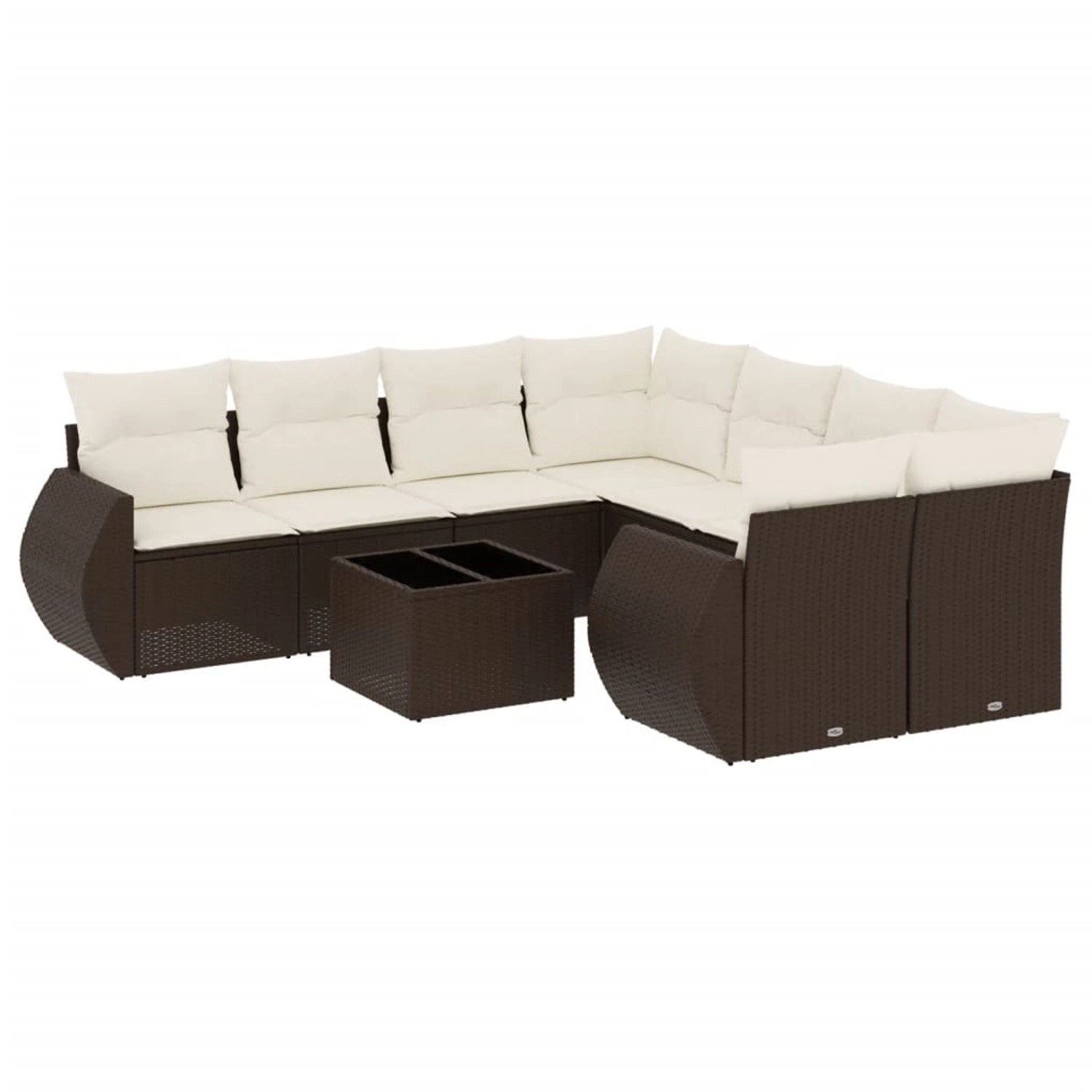vidaXL 9-Tlg Garten-Sofagarnitur mit Kissen Braun Poly Rattan 3253500 günstig online kaufen