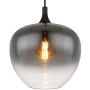 Schwarze Globo Hängeleuchte Maxy mit rauchfarbenem Glasschirm, Ø 29 cm.