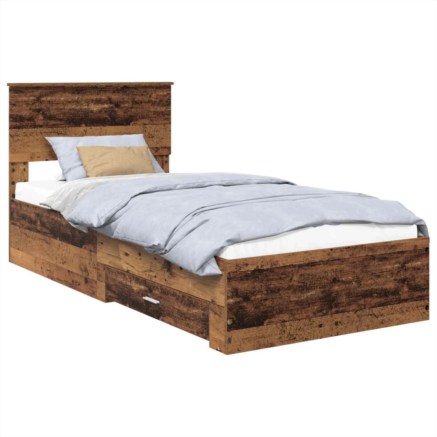 vidaXL Bettrahmen mit Kopfteil Altholz 90 x 200 cm Holzwerkstoff 3408324