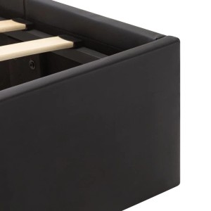 Detailansicht des schwarzen vidaXL Stauraumbetts (140x200 cm) mit Kunstlederbezug.