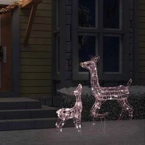 vidaXL LED-Rentierfamilie, Acryl, 160 warmweiße LEDs, Weihnachtsdeko für Außen.