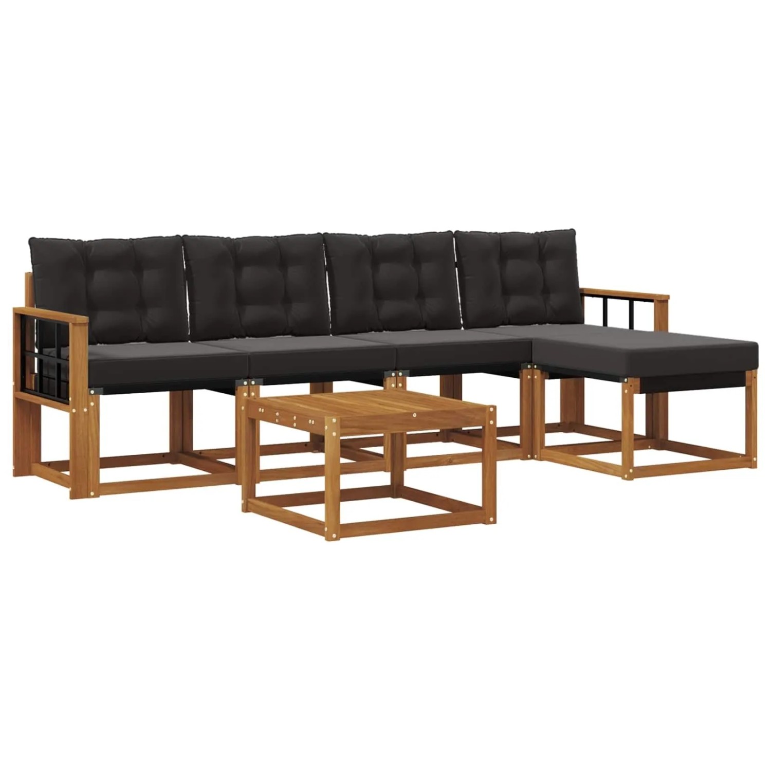 vidaXL Outdoor-Sofagarnitur mit Kissen 6-Tlg Natur und Schwarz 3368599