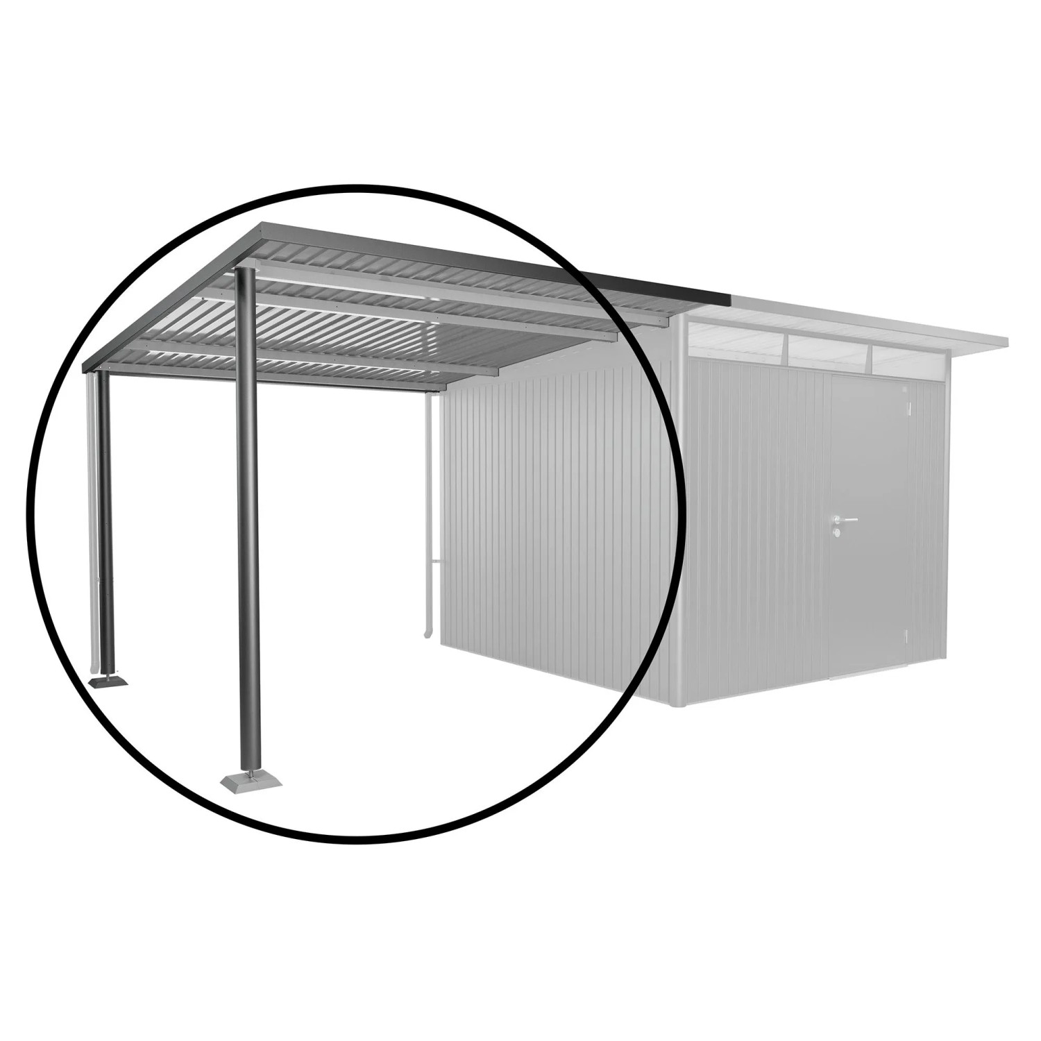 Biohort Seitendach für AvantGarde Gerätehaus A3/A7, Gr. L, Dunkelgrau-Metallic