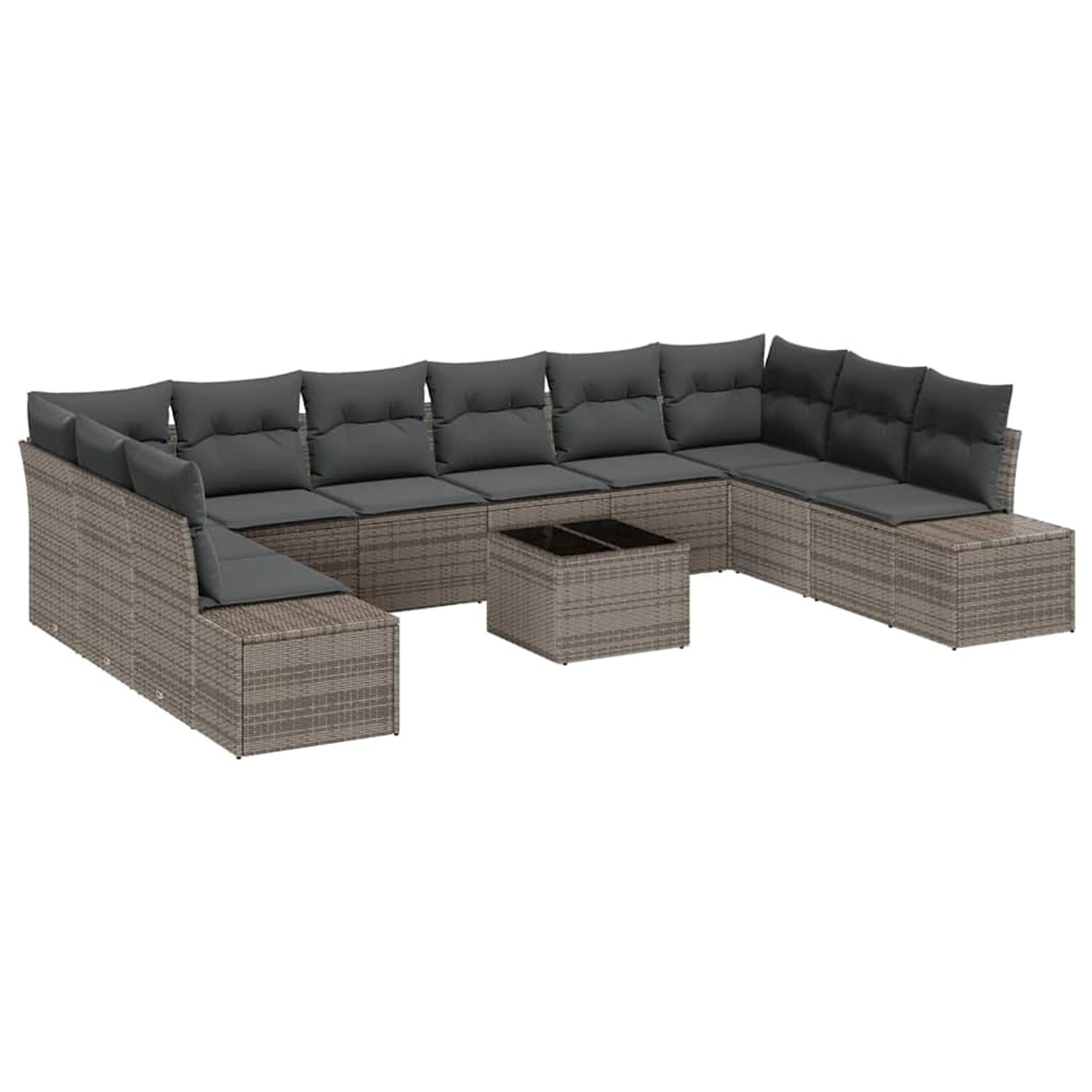 vidaXL Garten-Sofa-Set mit Kissen 11-Tlg Grau Poly Rattan 3347249 günstig online kaufen