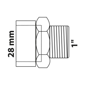 Kirchhoff Übergangsnippel, 28 mm x 33,3 mm (1 AG), 1 Muffe, blank, für Lötfittings.