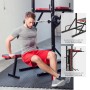Schwarzer Tectake Power Tower mit Hantelbank, Klimmzugstange und Dip Station. Sport & Fitnessgerät.