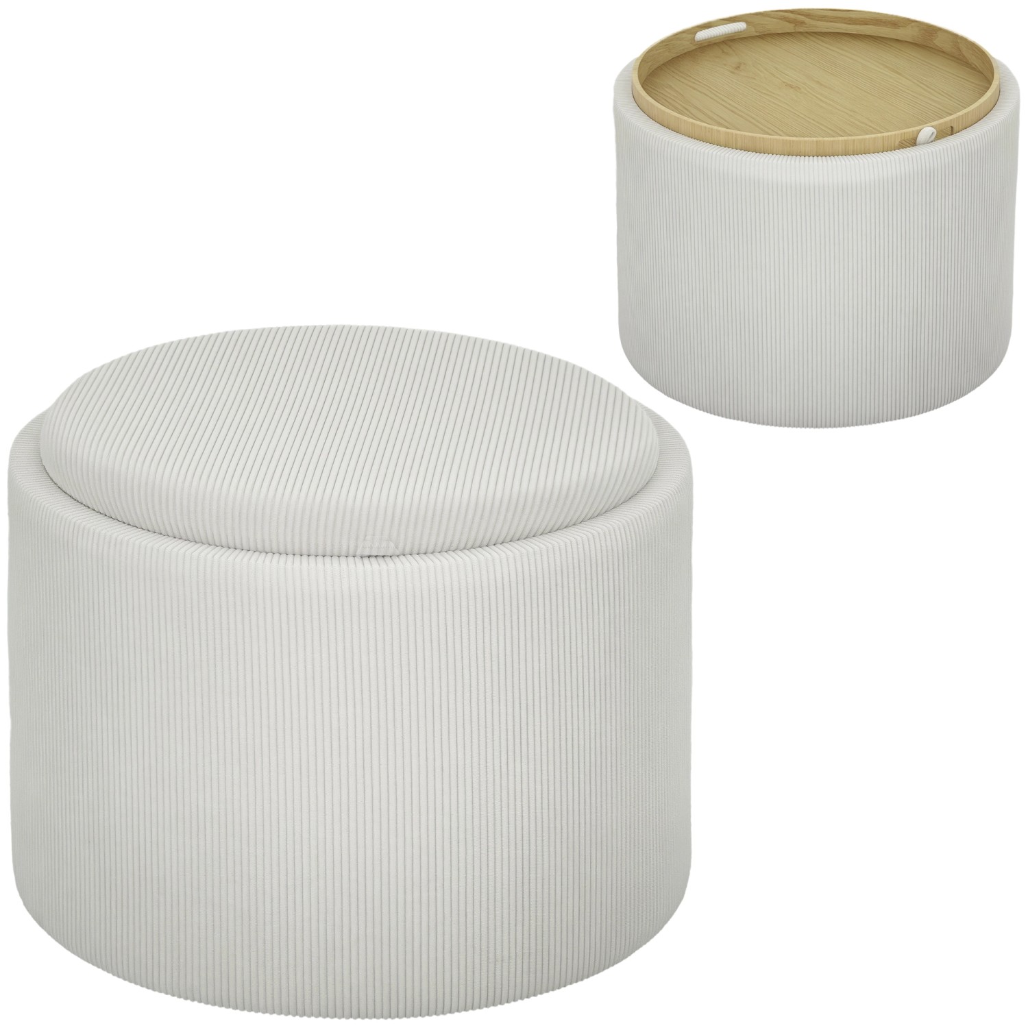 HOMCOM Sitzhocker mit Stauraum Hocker 56 x 56 x 42 cm Cremeweiß