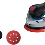 Bosch Professional Akku-Exzenterschleifer GEX 18V-125 Solo mit Schleifblatt und Staubbeutel.