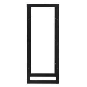 Schwarzes, rechteckiges Kaminholzregal (40x100x25cm) von ML-Design aus Metall für drinnen und draußen.