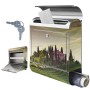 Banjado Edelstahl Briefkasten mit Toscana Motiv und Zeitungsfach, inklusive Schlüssel.