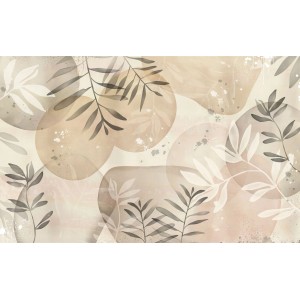 Komar Fototapete Blätter Beige, abstrakte Formen und Pflanzenmotive für Wohnraum.