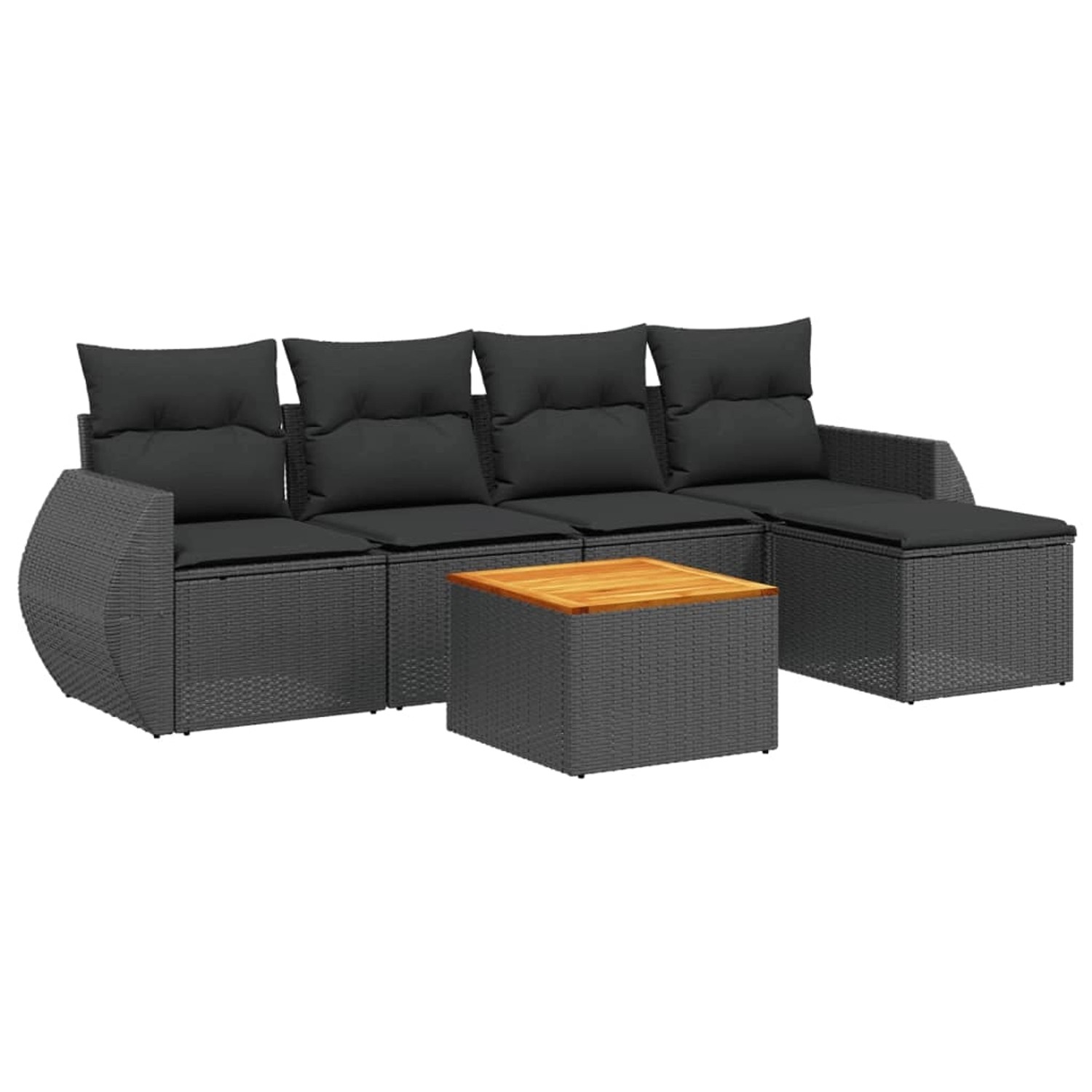 vidaXL 6-tlg Garten-Sofagarnitur mit Kissen Schwarz Poly Rattan Modell 158 günstig online kaufen