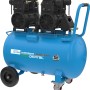 Blauer Güde Kompressor Airpower Ed-Silent 375/8/100 mit digitalem Druckschalter und Rädern.