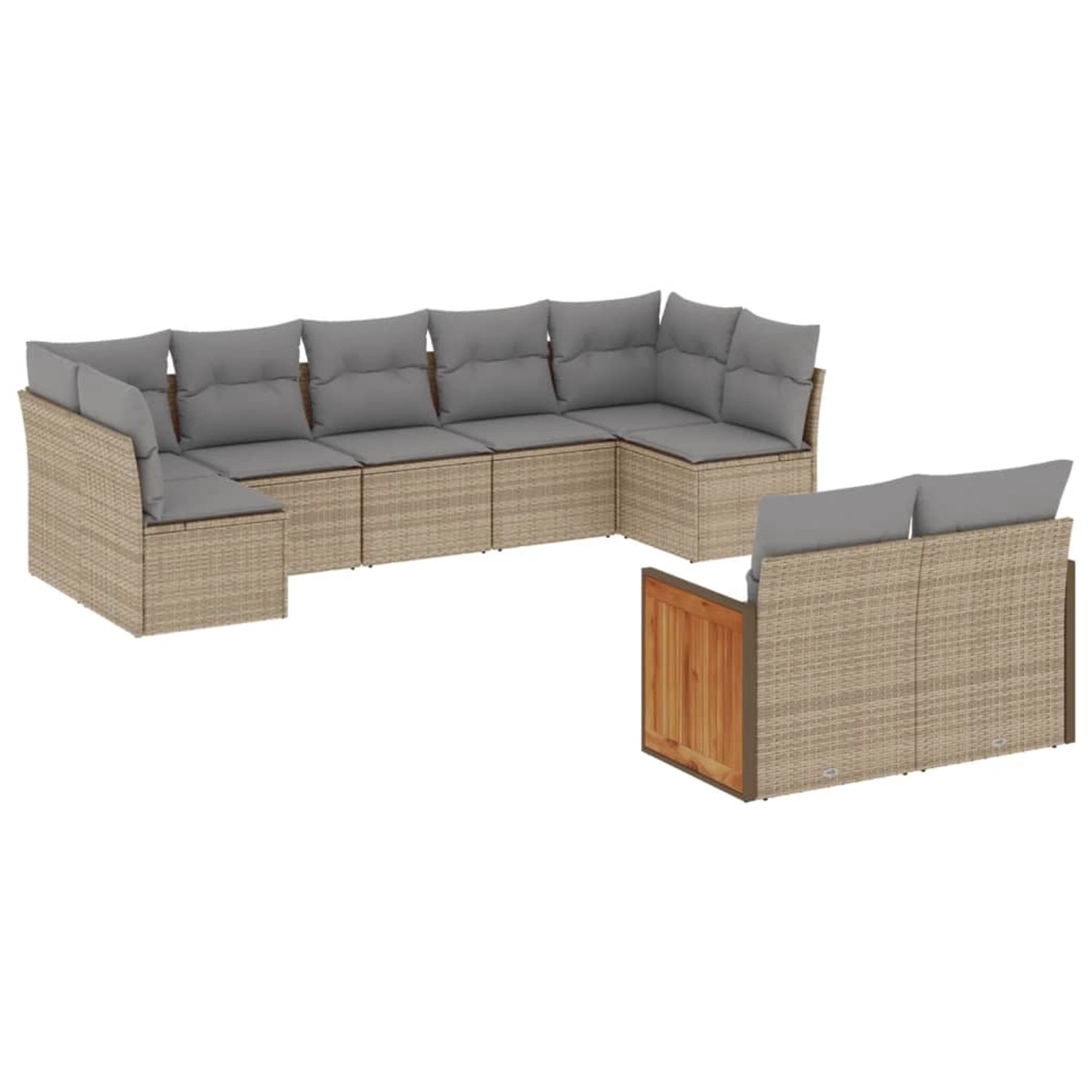 vidaXL 9-Tlg Garten-Sofagarnitur mit Kissen Beige Poly Rattan 3227970 günstig online kaufen
