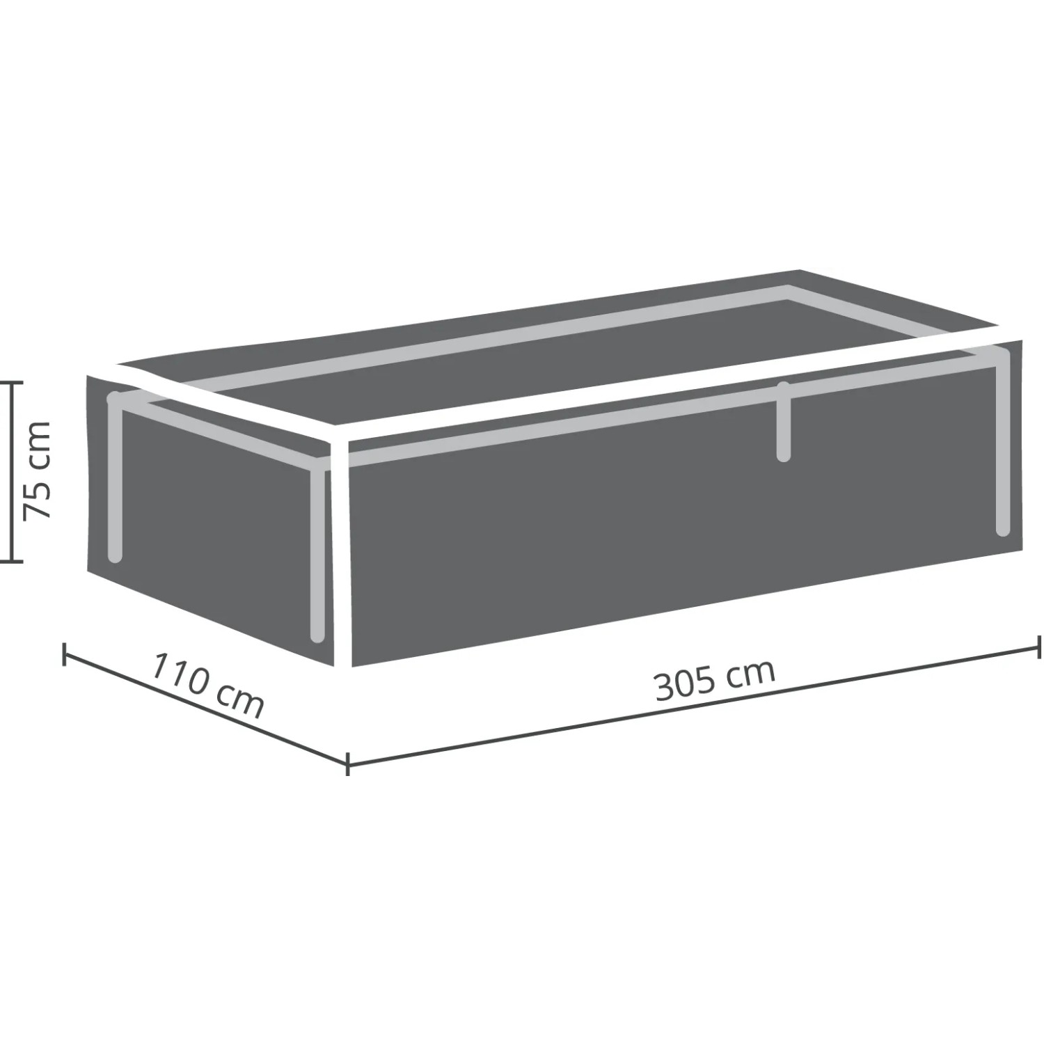 Perel Schutzhülle für Gartentische bis 300cm, 75x110x305cm, zum Schutz vor Wettereinflüssen.