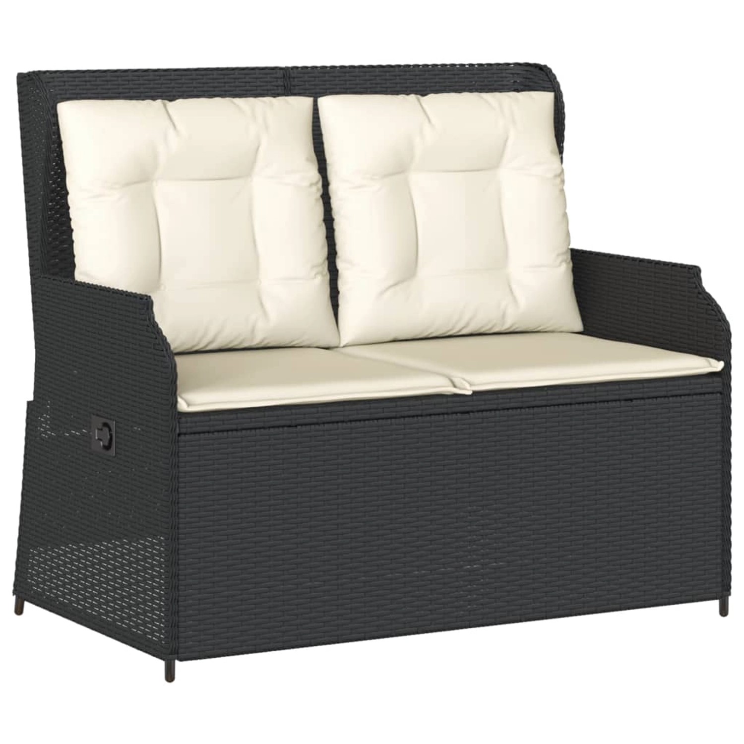 furnicato Gartenbank Verstellbar mit Kissen Schwarz Poly Rattan günstig online kaufen