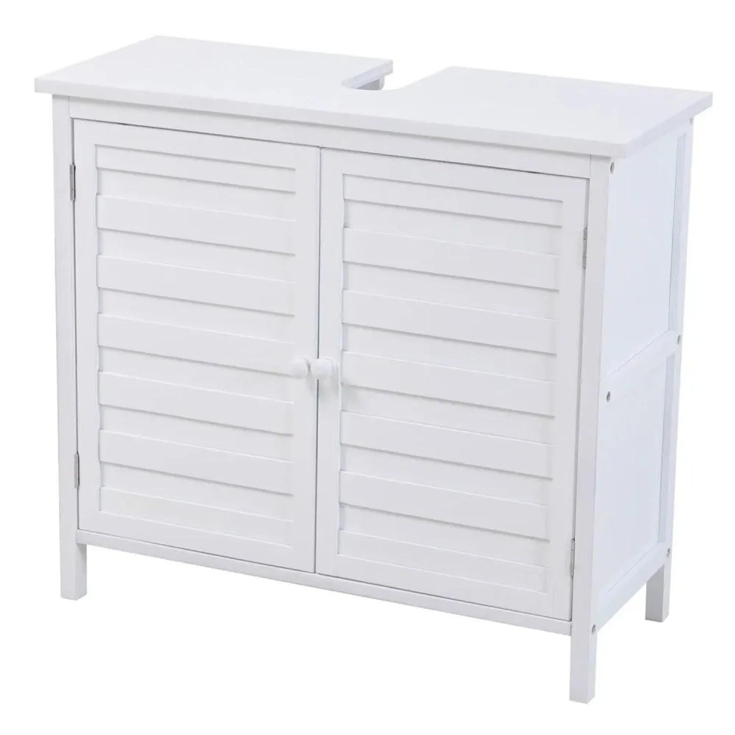 Svita Waschbeckenunterschrank Badschrank Mit Regal Freistehend Bambus Weiß