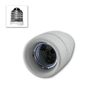Weiße EGB Porzellan-Fassung E27 mit Schraubanschlüssen für Lampen und Leuchten. Robustes Design.