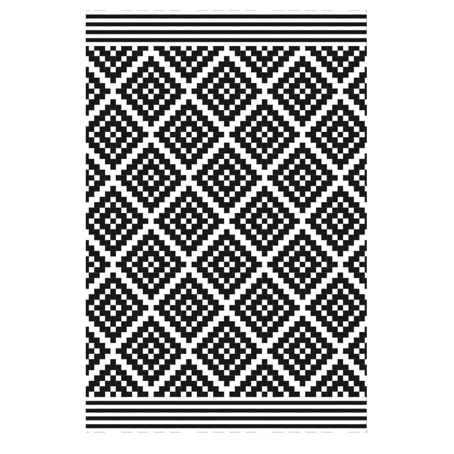 Jet-Line Outdoorteppich Austin Schwarz mit Geometrischen Mustern 120 x 180 cm