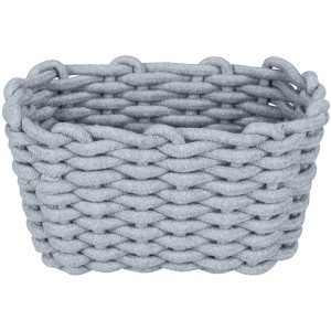 Wenko Aufbewahrungskorb Tia M, grau, aus gestrickter Baumwollschnur, Flecht-Design.