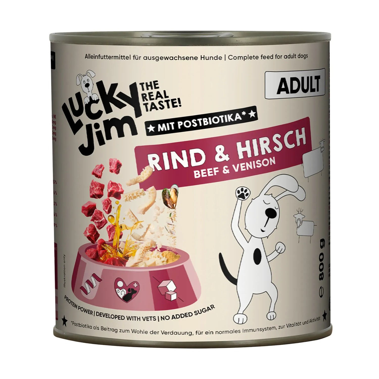 Lucky Jim Hunde-Nassfutter Adult Rind & Hirsch 800 g