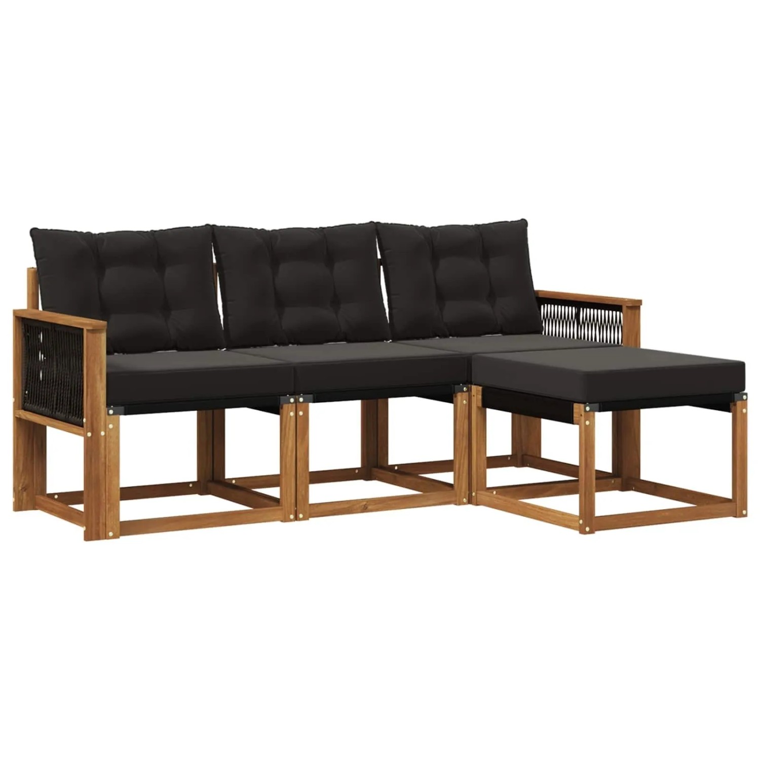 vidaXL Outdoor-Sofagarnitur mit Kissen 4 Stk Natur und Schwarz 3381872