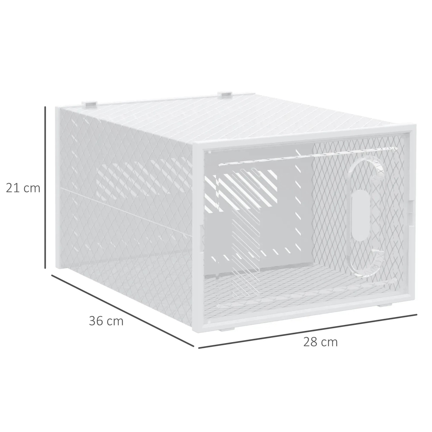 Transparenter HOMCOM Schuhschrank aus Kunststoff, 28x36x21 cm, ideal zur Schuhaufbewahrung.