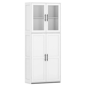 Costway Besenschrank 70 cm Breit Mehrzweckschrank Hochschrank mit 2 Haken