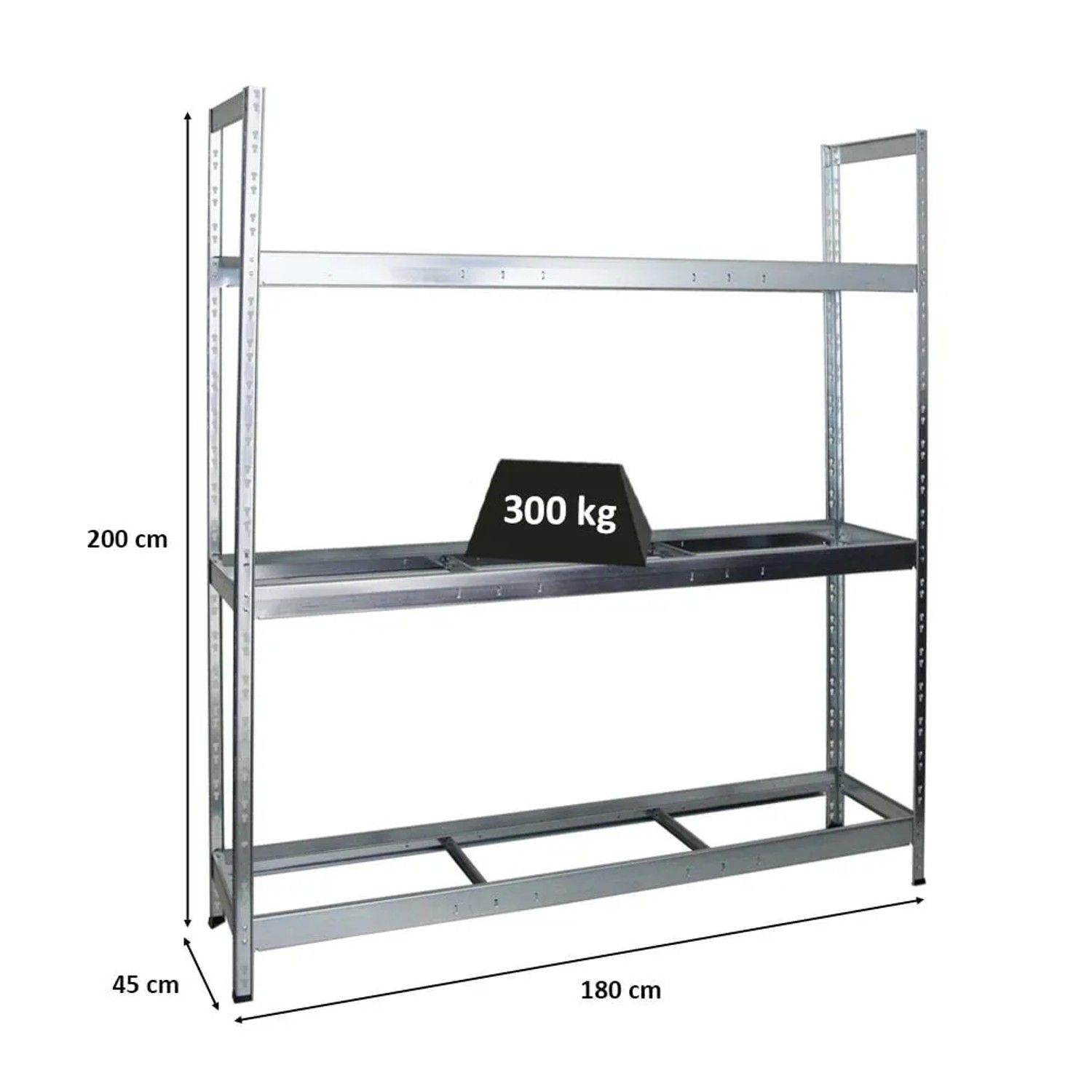 PROREGAL Reifenregal Tiger XL, verzinkt, 200x180x45cm, für bis zu 21 Reifen auf 3 Ebenen.