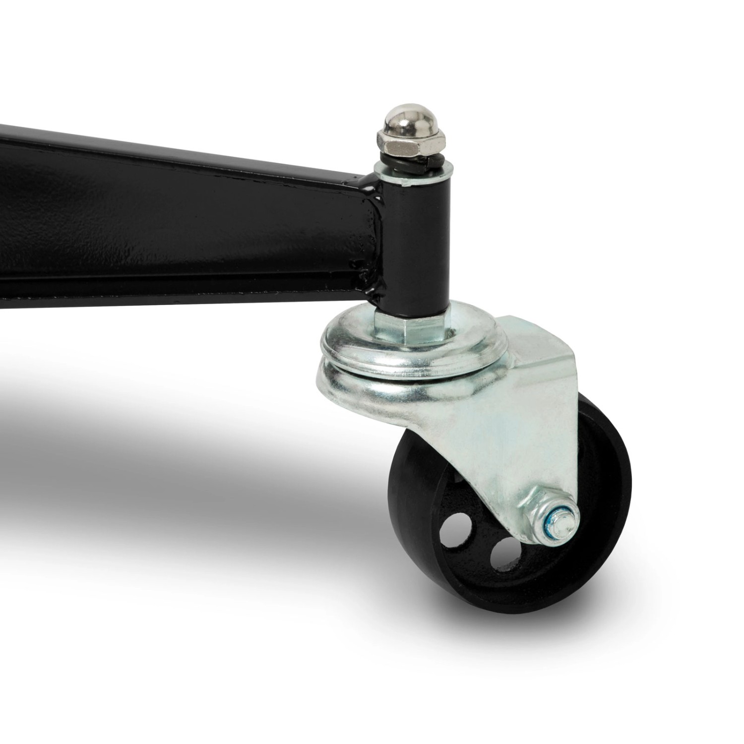 Detailaufnahme: Lenkrolle am EBERTH Getriebeheber 500kg für Werkstatt, Montage und Heben von Lasten.