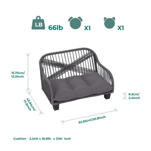 Graues Teamson Pets Hundesofa Lachesis für Indoor & Outdoor, geflochten mit Kissen.