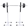 vidaXL Langhantelablage Set, weiß/schwarz, Stahl, höhenverstellbar, max. 80 kg Belastbarkeit.